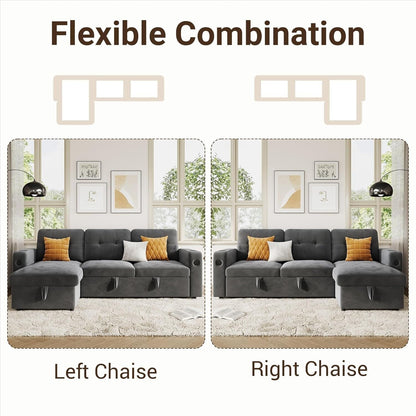 84 Sleeper Sofa Bed, Modular Sectional Cloud Couch with Reversible Storage Model