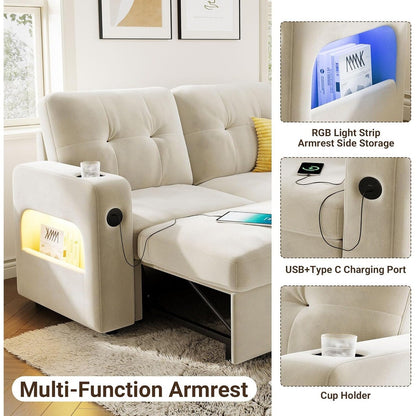 84 Sleeper Sofa Bed, Modular Sectional Cloud Couch with Reversible Storage Model