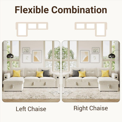 84 Sleeper Sofa Bed, Modular Sectional Cloud Couch with Reversible Storage Model