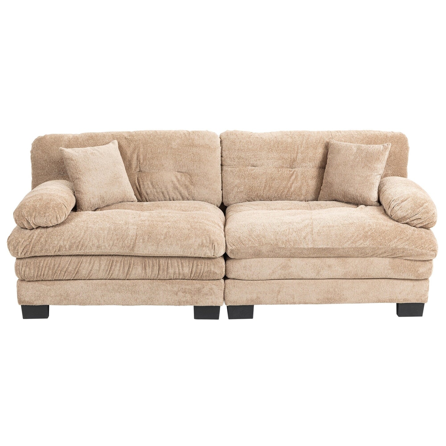 84 Upholstered 3-Seater Sofa with Dual-Layer Memory Foam Cushioning, and Complimentary Comfort Pillows