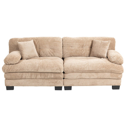 84 Upholstered 3-Seater Sofa with Dual-Layer Memory Foam Cushioning, and Complimentary Comfort Pillows