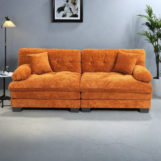 84 Upholstered 3-Seater Sofa with Dual-Layer Memory Foam Cushioning, and Complimentary Comfort Pillows