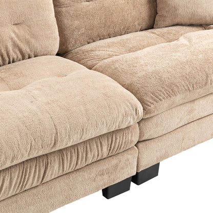 84 Upholstered 3-Seater Sofa with Dual-Layer Memory Foam Cushioning, and Complimentary Comfort Pillows