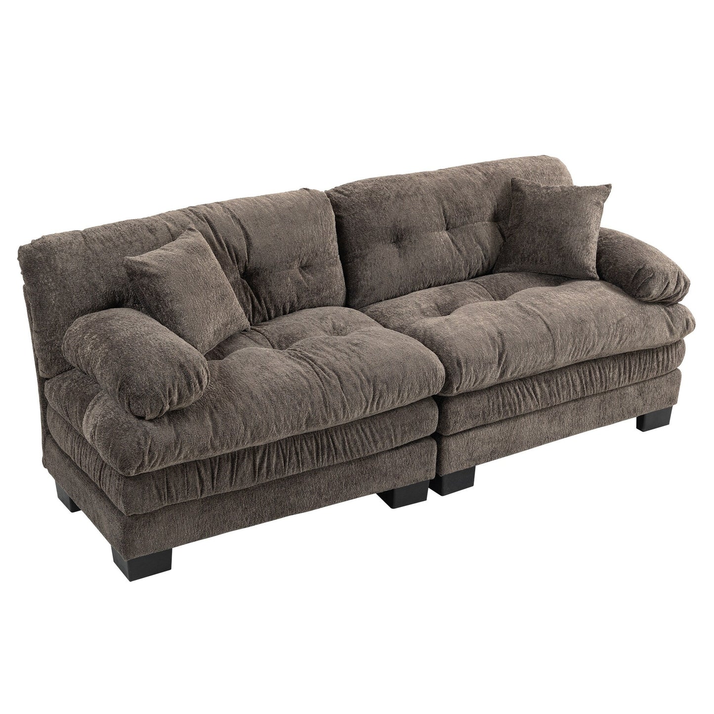 84 Upholstered 3-Seater Sofa with Dual-Layer Memory Foam Cushioning, and Complimentary Comfort Pillows