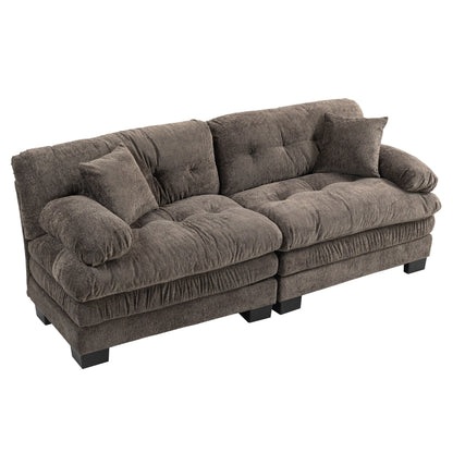 84 Upholstered 3-Seater Sofa with Dual-Layer Memory Foam Cushioning, and Complimentary Comfort Pillows