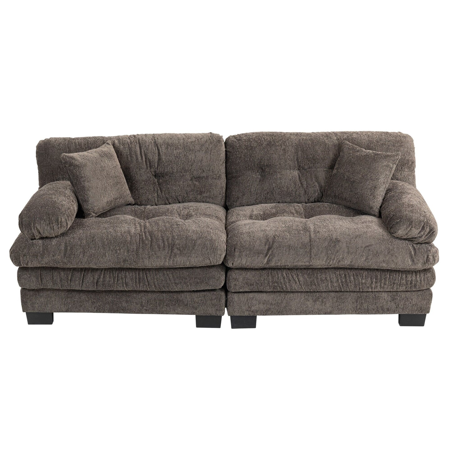 84 Upholstered 3-Seater Sofa with Dual-Layer Memory Foam Cushioning, and Complimentary Comfort Pillows