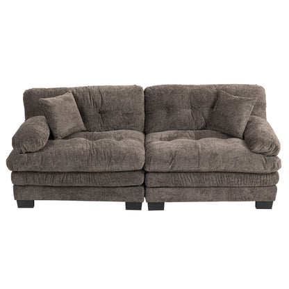 84 Upholstered 3-Seater Sofa with Dual-Layer Memory Foam Cushioning, and Complimentary Comfort Pillows