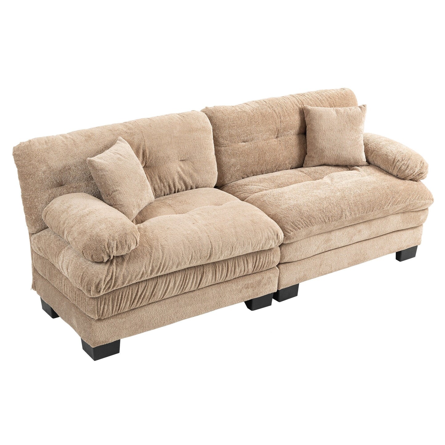 84 Upholstered 3-Seater Sofa with Dual-Layer Memory Foam Cushioning, and Complimentary Comfort Pillows