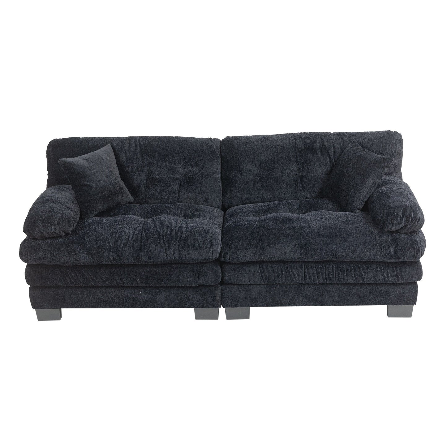 84 Upholstered 3-Seater Sofa with Dual-Layer Memory Foam Cushioning, and Complimentary Comfort Pillows