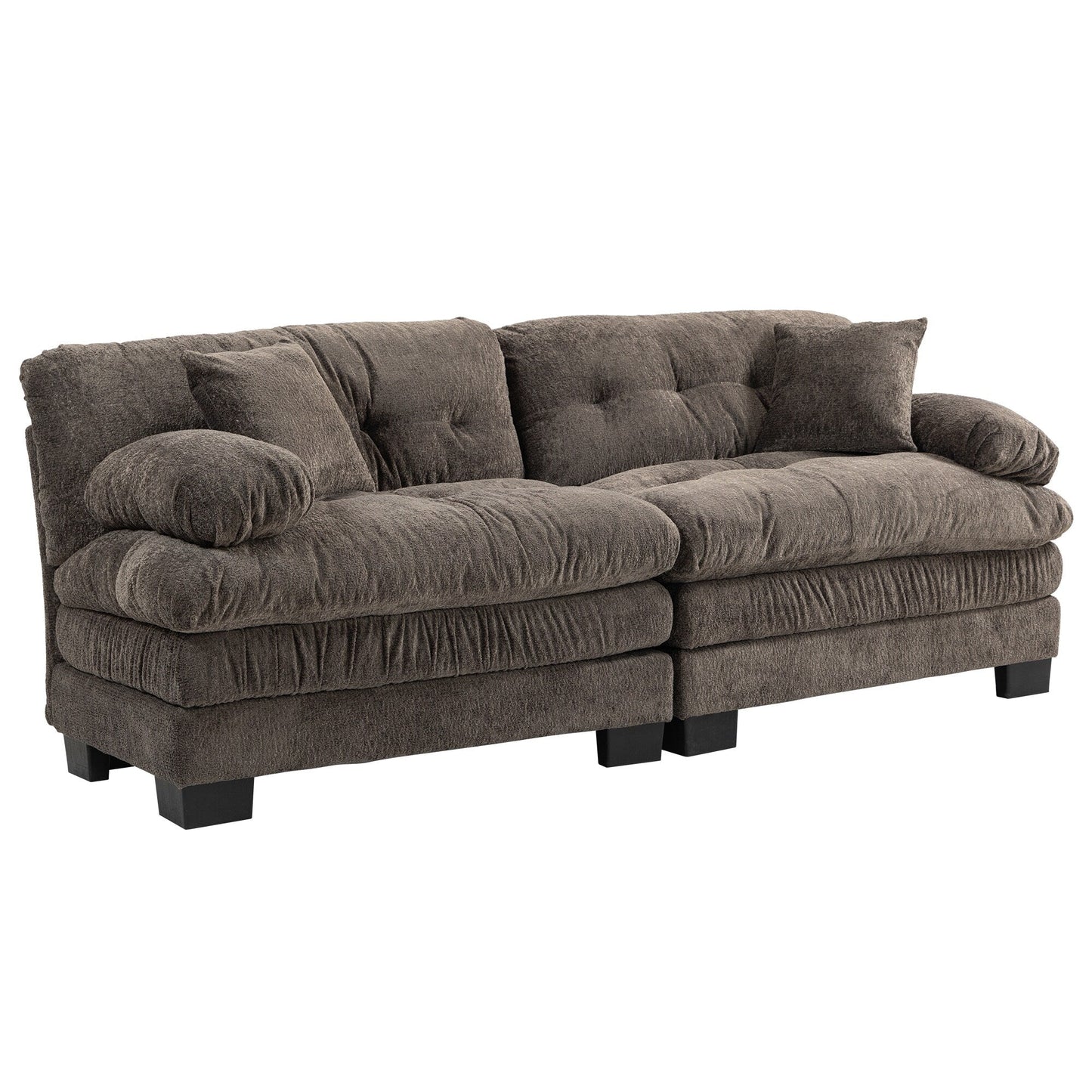 84 Upholstered 3-Seater Sofa with Dual-Layer Memory Foam Cushioning, and Complimentary Comfort Pillows