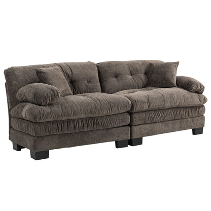 84 Upholstered 3-Seater Sofa with Dual-Layer Memory Foam Cushioning, and Complimentary Comfort Pillows