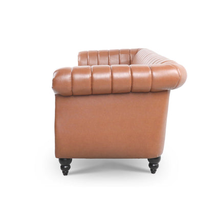 84'' PU Rolled Arm Chesterfield Three Seater Sofa