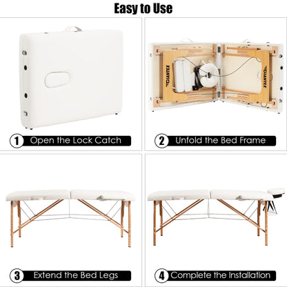 84''L Portable Massage Table Adjustable Facial Spa Bed Tattoo w/ Carry