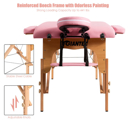 84''L Portable Massage Table Adjustable Facial Spa Bed Tattoo w/ Carry