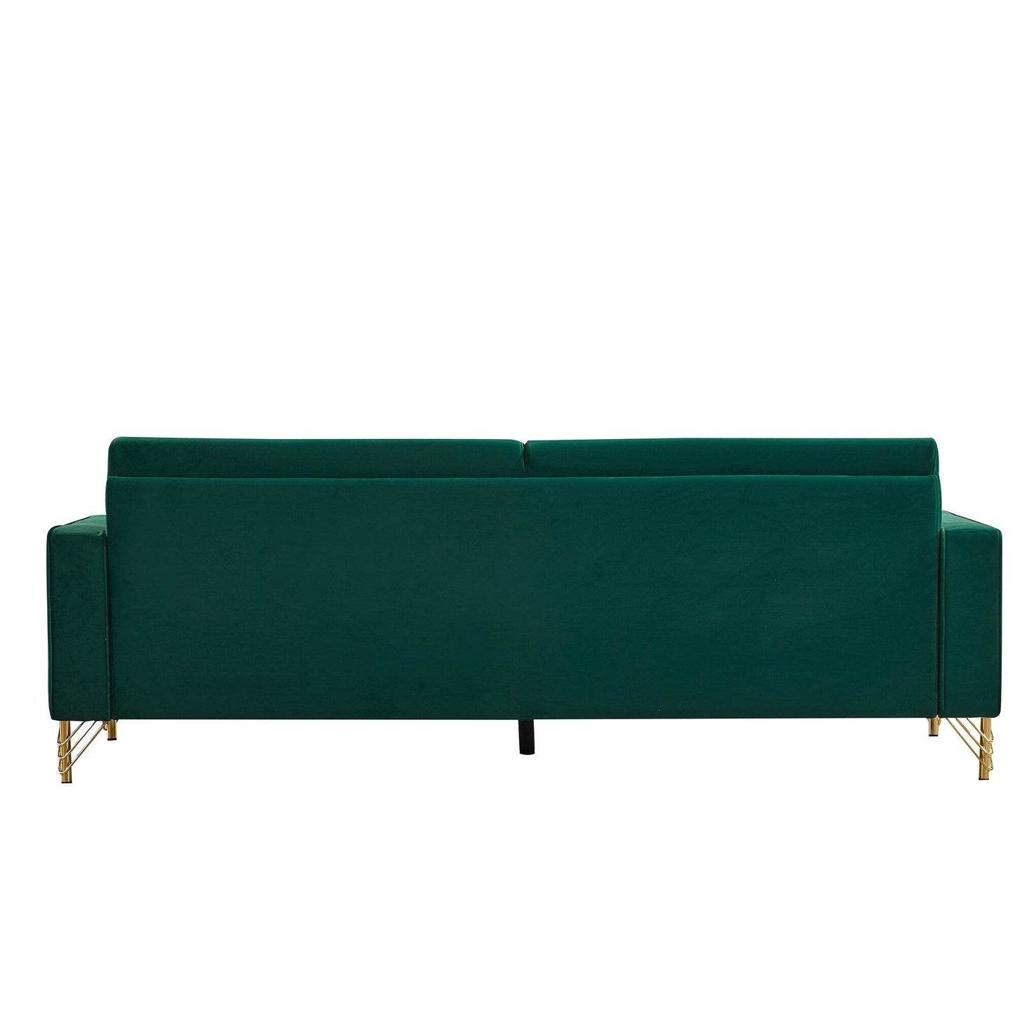 85.44 Modern Velvet 3 Seater Sofa Couch with 2 Pillow, Gold Metal Legs, Timeless Elegance, High Density Foam
