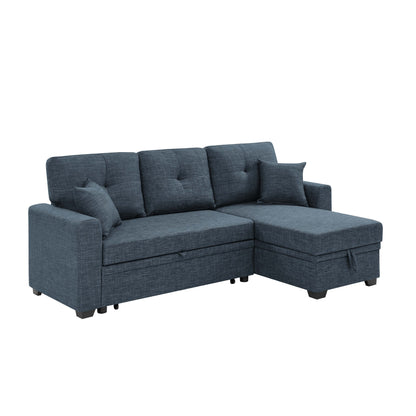 85.5'' Upholstered Sleeper Sofa,Storage is available under the chaise seat,blends contemporary appeal with simple sophistication