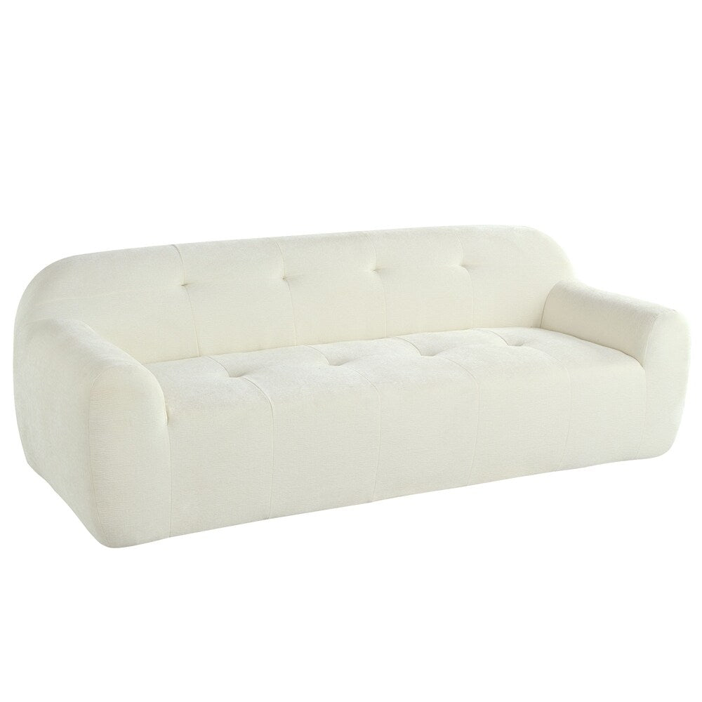 85.8 Inch Wide Chenille Fabric 3-Seater Sofa with Tufted Style