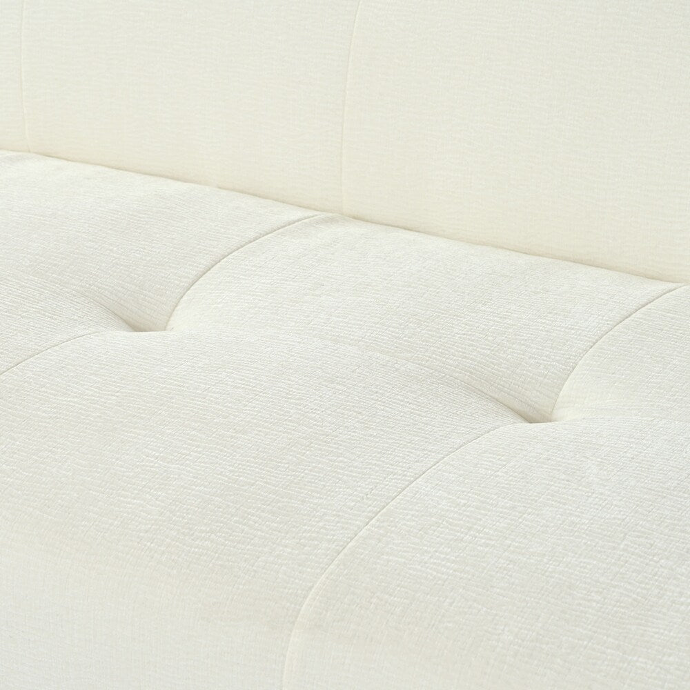 85.8 Inch Wide Chenille Fabric 3-Seater Sofa with Tufted Style