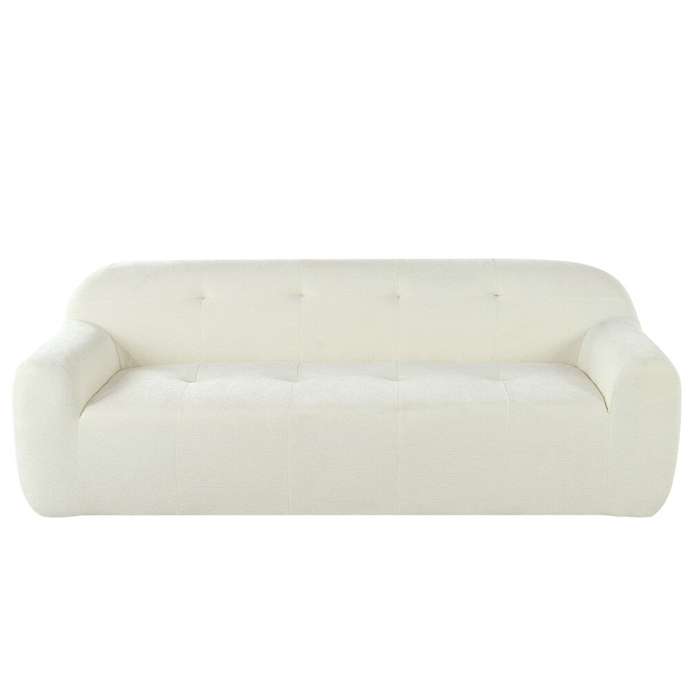 85.8 Inch Wide Chenille Fabric 3-Seater Sofa with Tufted Style
