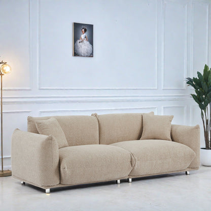 85.82 Fabric 3-Seater Sofa with Solid Wood Frame and 2 Pillows