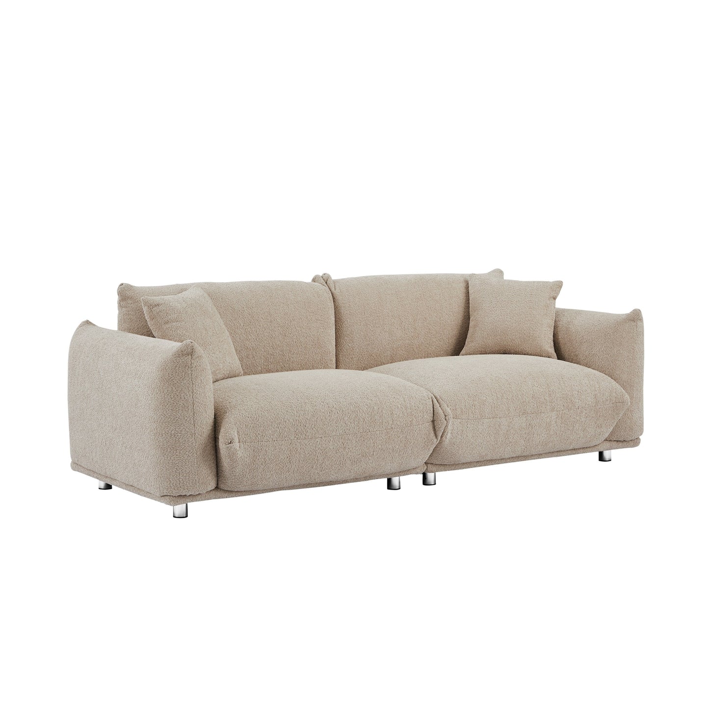 85.82 Fabric 3-Seater Sofa with Solid Wood Frame and 2 Pillows