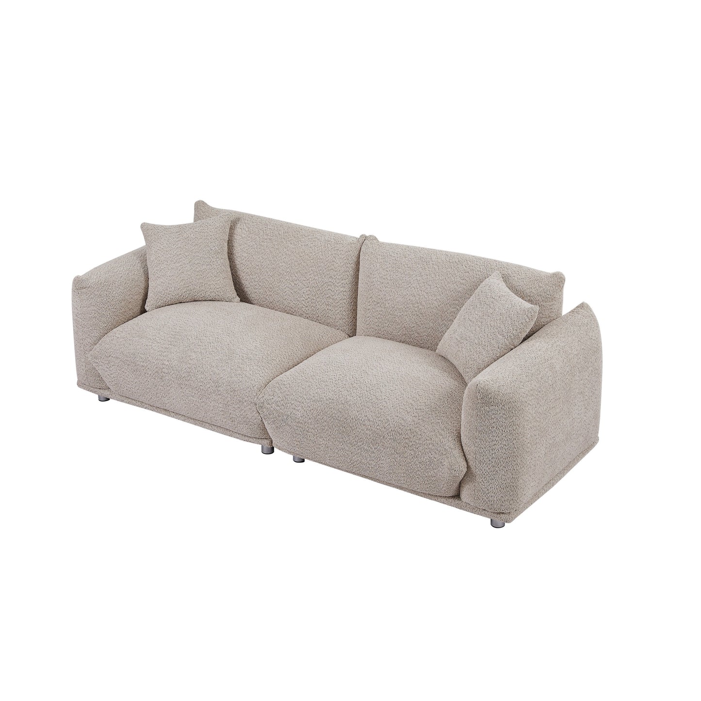 85.82 Fabric 3-Seater Sofa with Solid Wood Frame and 2 Pillows
