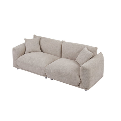 85.82 Fabric 3-Seater Sofa with Solid Wood Frame and 2 Pillows