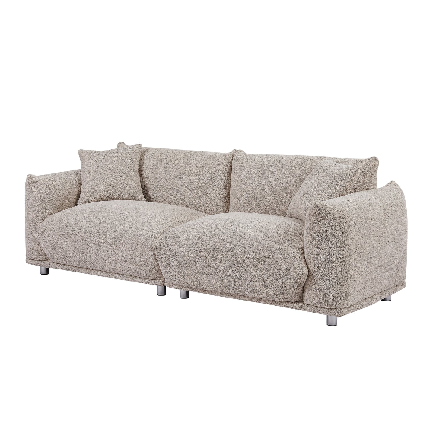 85.82 Fabric 3-Seater Sofa with Solid Wood Frame and 2 Pillows