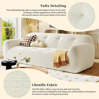 85.8 Modern Chenille 3-seater Full Sponge Compression Design Sofa with Powder-free Foam