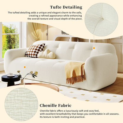 85.8Wide Chenille Fabric 3-Seater Sofa, Full Sponge Compression Design,With Powder-Free Foam,Pocket Spring For Extra Comfort