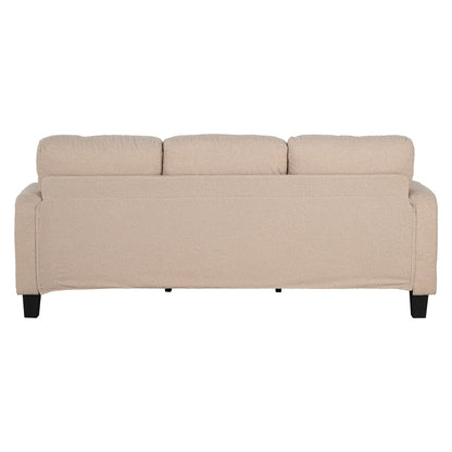 85 Modern Beige Corduroy 3-seater Sofa with USB and 2 Pillows