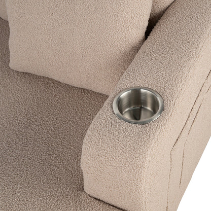 85 Modern Beige Corduroy 3-seater Sofa with USB and 2 Pillows