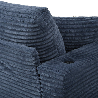 86.5 Corduroy Chaise Lounge Sofa with 2 USB Ports, Cup Holders, and 550lb Capacity