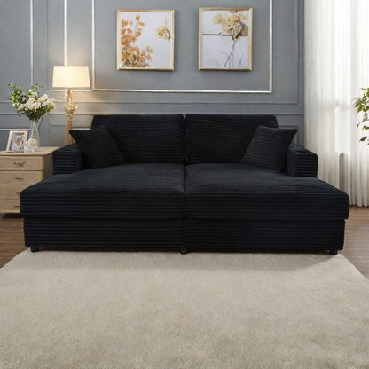 86.5 Corduroy Chaise Lounge Sofa with 2 USB Ports, Cup Holders, and 550lb Capacity