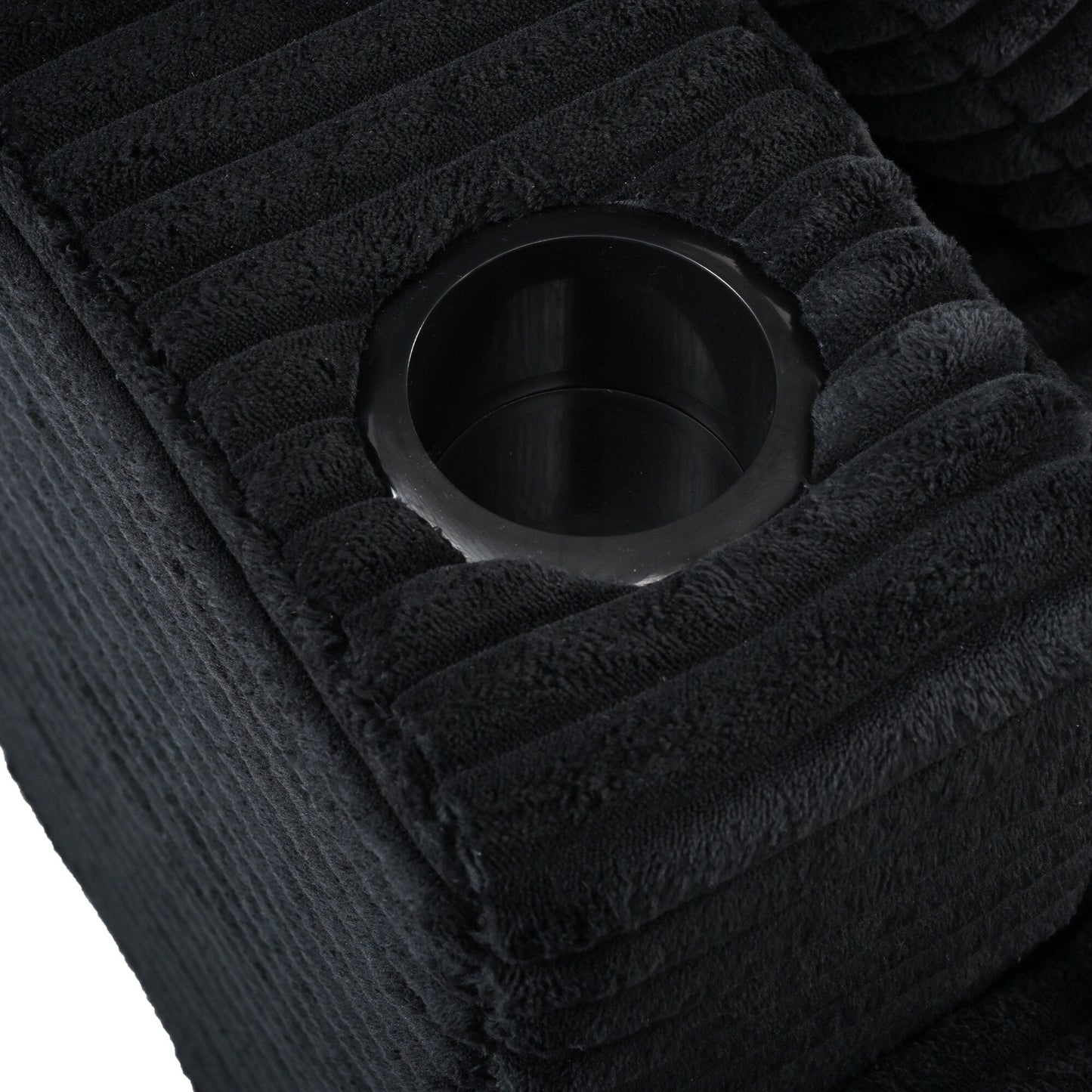 86.5 Corduroy Chaise Lounge Sofa with 2 USB Ports, Cup Holders, and 550lb Capacity