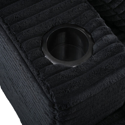 86.5 Corduroy Chaise Lounge Sofa with 2 USB Ports, Cup Holders, and 550lb Capacity