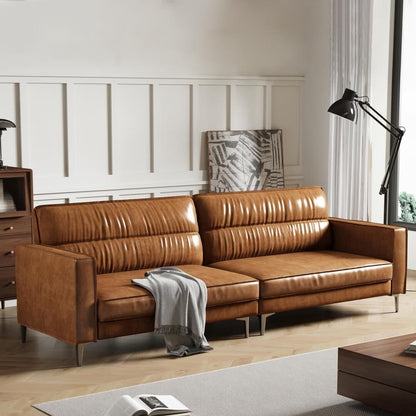 86.61 Oiled Leather Sectional Sofa, 2 Seater Sofa with Modern Design, Comfortable and Stylish Living Room Furniture