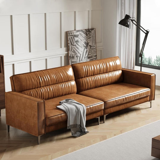 86.61 Oiled Leather Sectional Sofa, 2 Seater Sofa with Modern Design, Comfortable and Stylish Living Room Furniture