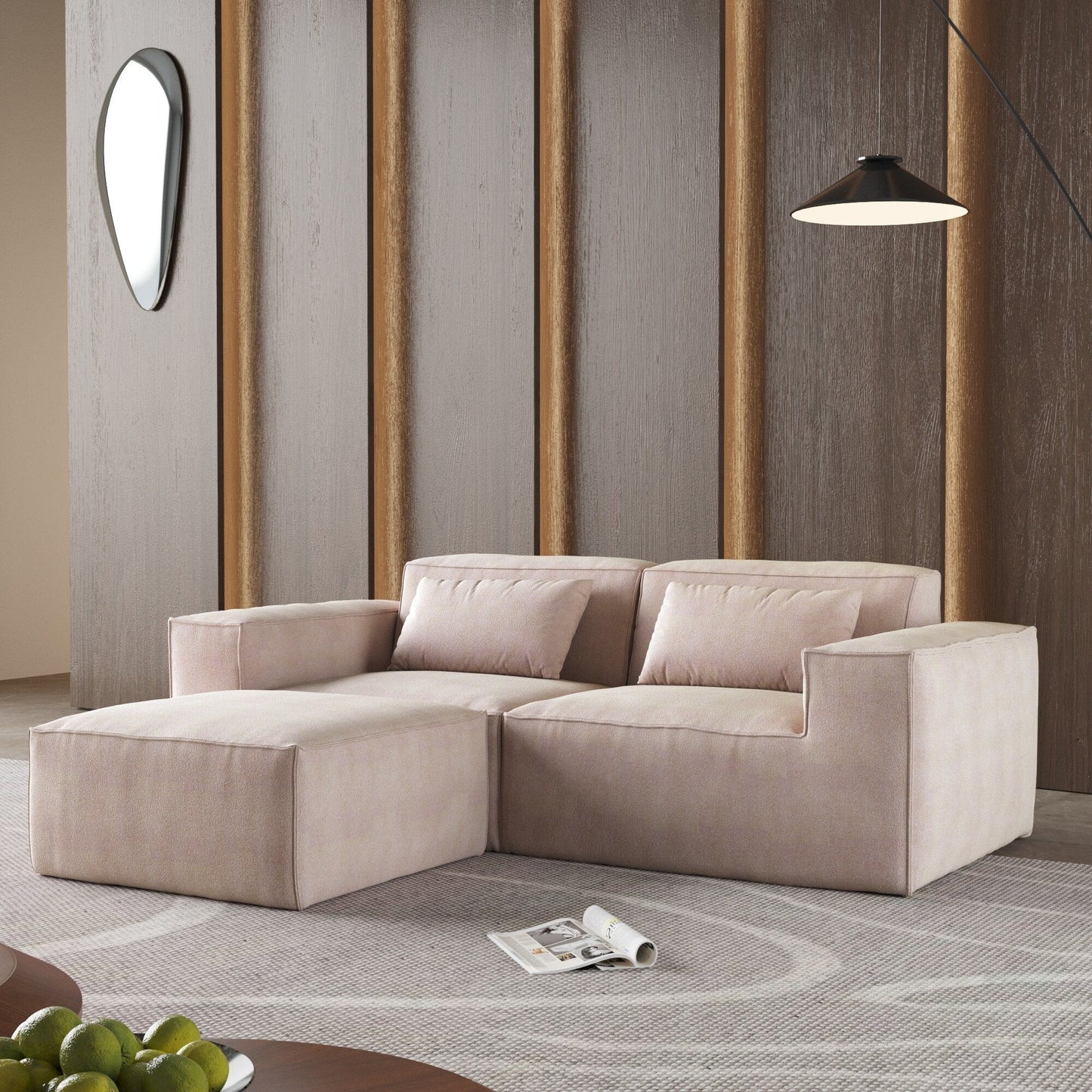 86.62 Modular Sectional Couch, Huge Plus Love Seat Sofa, Modern Comfy Corduroy Couches with Reversible Chaise Ottoman