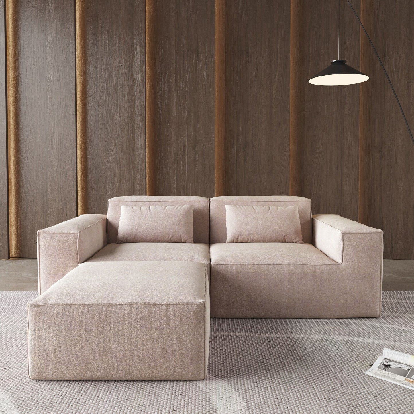 86.62 Modular Sectional Couch, Huge Plus Love Seat Sofa, Modern Comfy Corduroy Couches with Reversible Chaise Ottoman