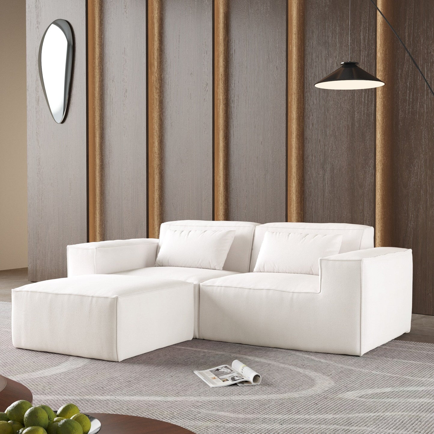 86.62 Modular Sectional Couch, Huge Plus Love Seat Sofa, Modern Comfy Corduroy Couches with Reversible Chaise Ottoman