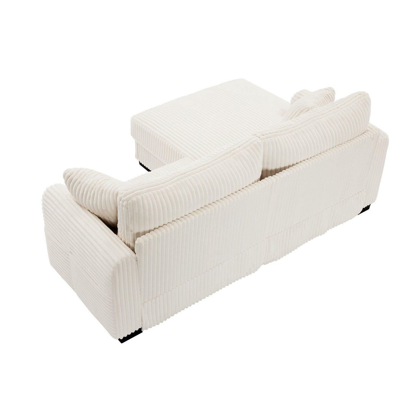 86.6 2-Seater L-shaped Reversible Sofa Corduroy Couch with USB-C Charging and Storage Pocket for Living Room