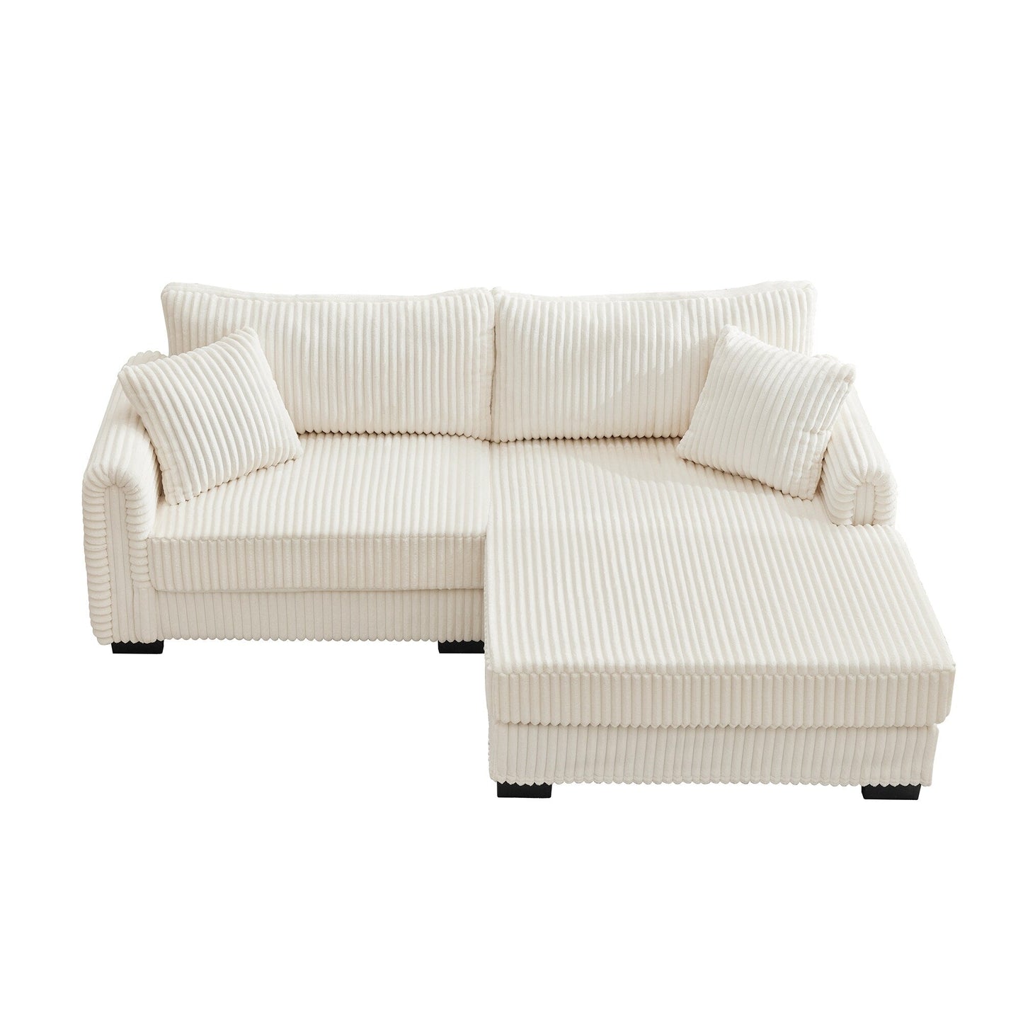 86.6 2-Seater L-shaped Reversible Sofa Corduroy Couch with USB-C Charging and Storage Pocket for Living Room