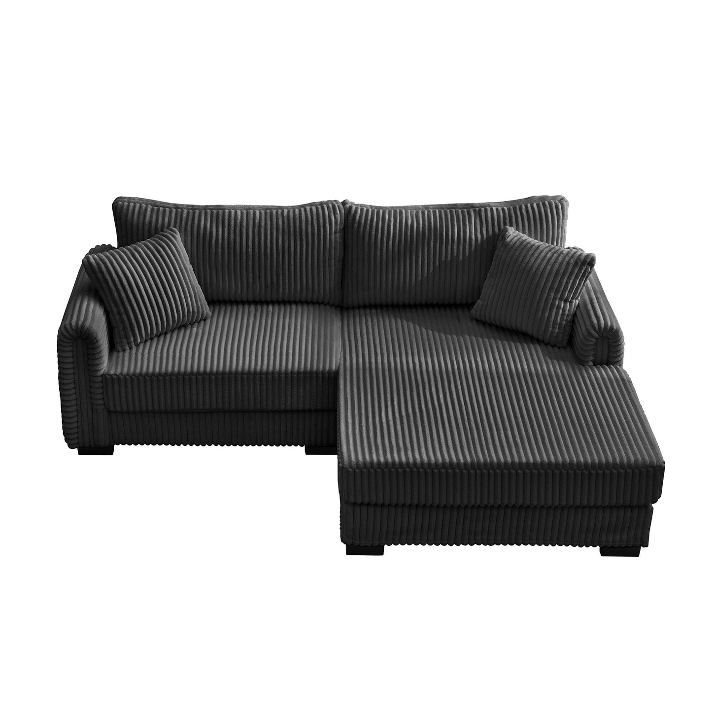 86.6 2-Seater L-shaped Reversible Sofa Corduroy Couch with USB-C Charging and Storage Pocket for Living Room