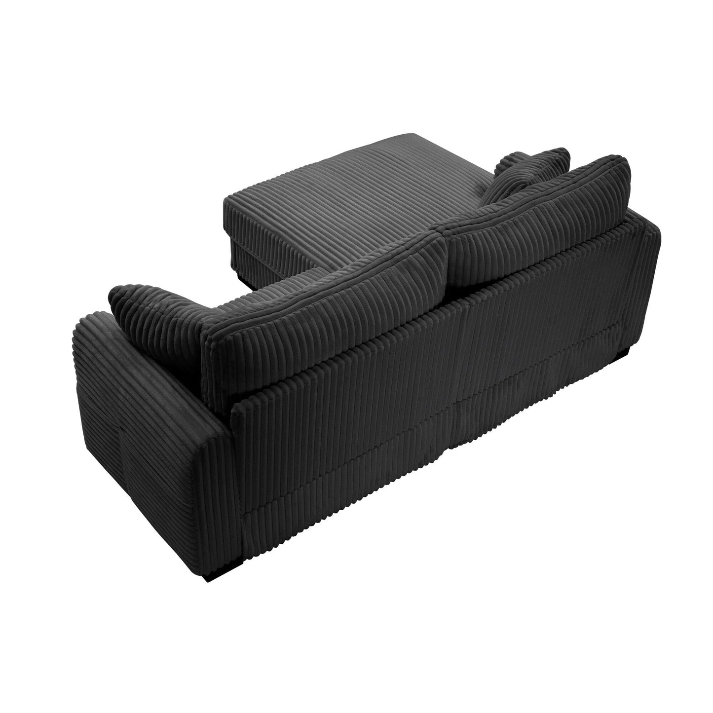 86.6 2-Seater L-shaped Reversible Sofa Corduroy Couch with USB-C Charging and Storage Pocket for Living Room