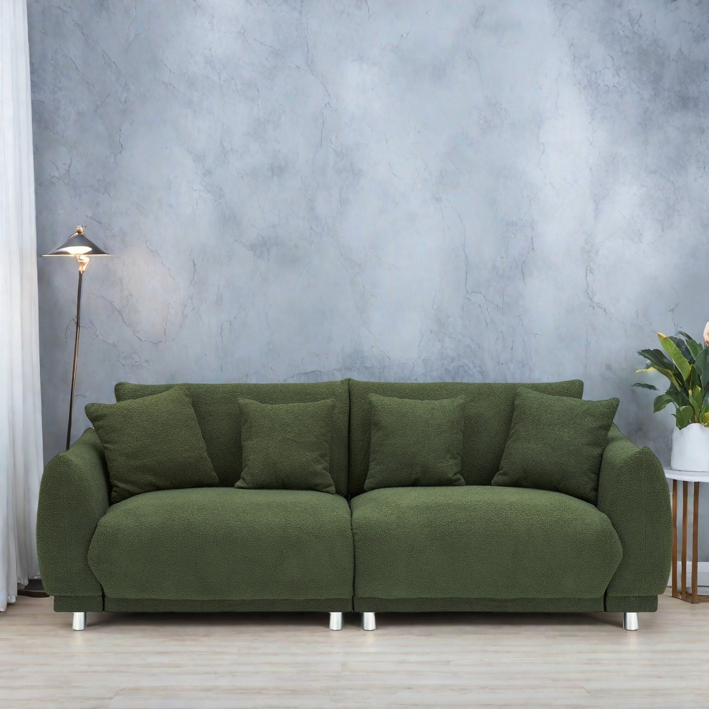 86.6 Fabric 3-Seat Sofa with Removable Stain-Resistant Covers and Medium-Density Foam