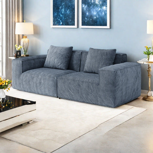 86.6 Foam 3-Seater Sofa Block Sofa with Wide Seat Depth, One-Piece Molded Sponge, Removable Washable Cover