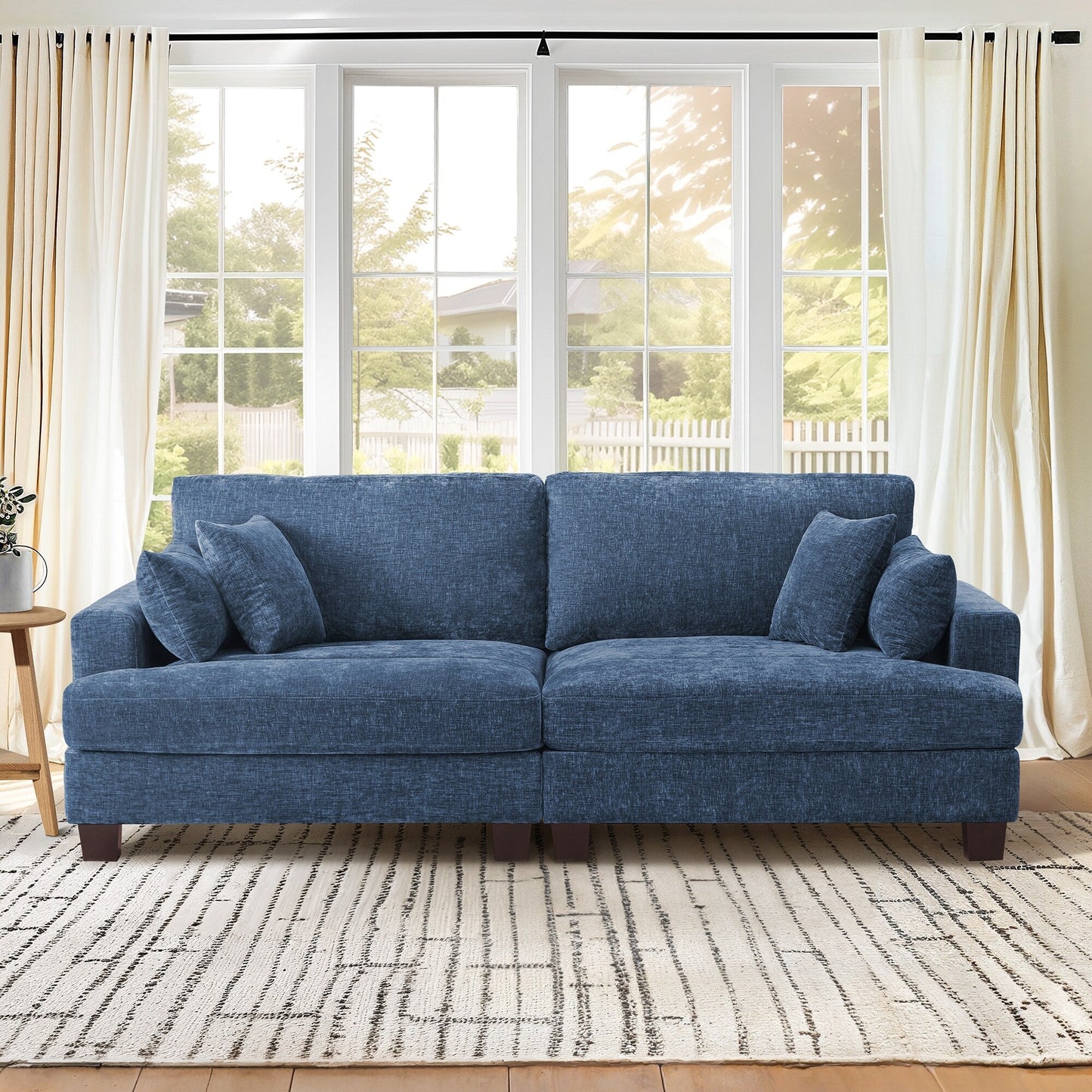 87-in Modern 3-Seater Upholstered Sofa Couch Chenille Design for Living Room