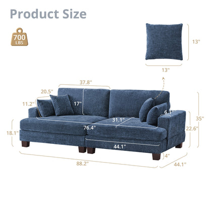 87-in Modern 3-Seater Upholstered Sofa Couch Chenille Design for Living Room