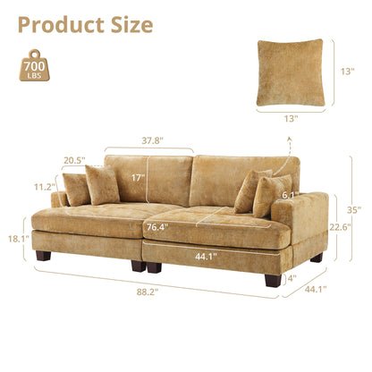 87-in Modern 3-Seater Upholstered Sofa Couch Chenille Design for Living Room